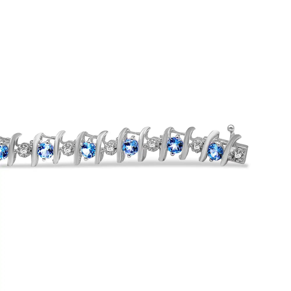 Elegant Sterling Silver Lab-grown Birthstone Diamond Tennis Bracelet