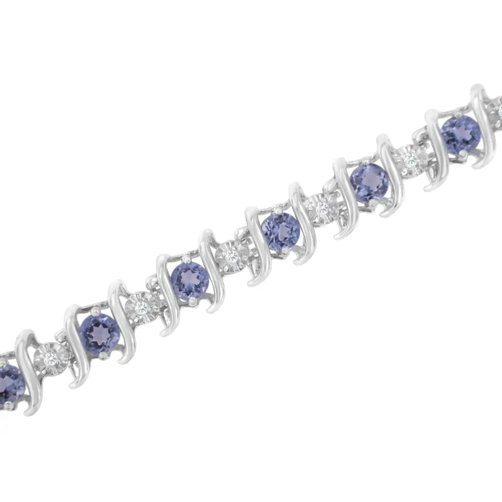 Elegant Sterling Silver Lab-grown Birthstone Diamond Tennis Bracelet