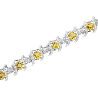 Elegant Sterling Silver Lab-grown Birthstone Diamond Tennis Bracelet