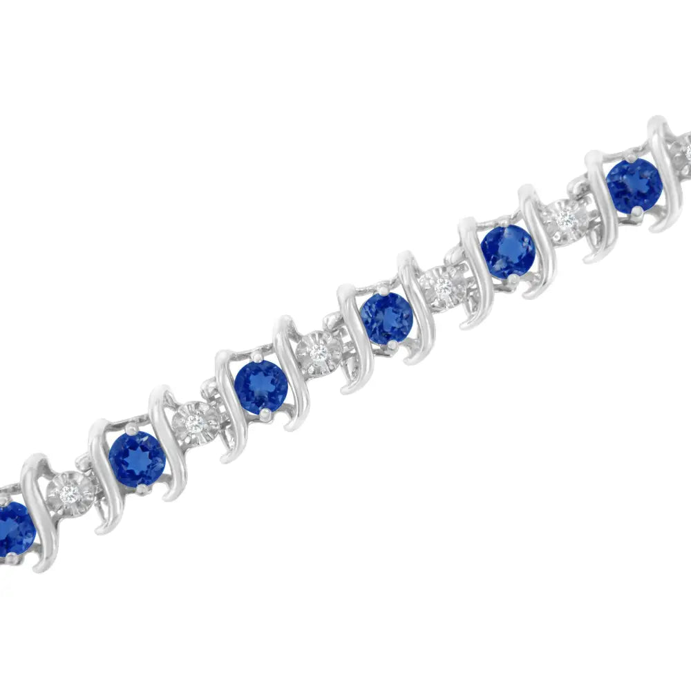 Elegant Sterling Silver Lab-grown Birthstone Diamond Tennis Bracelet