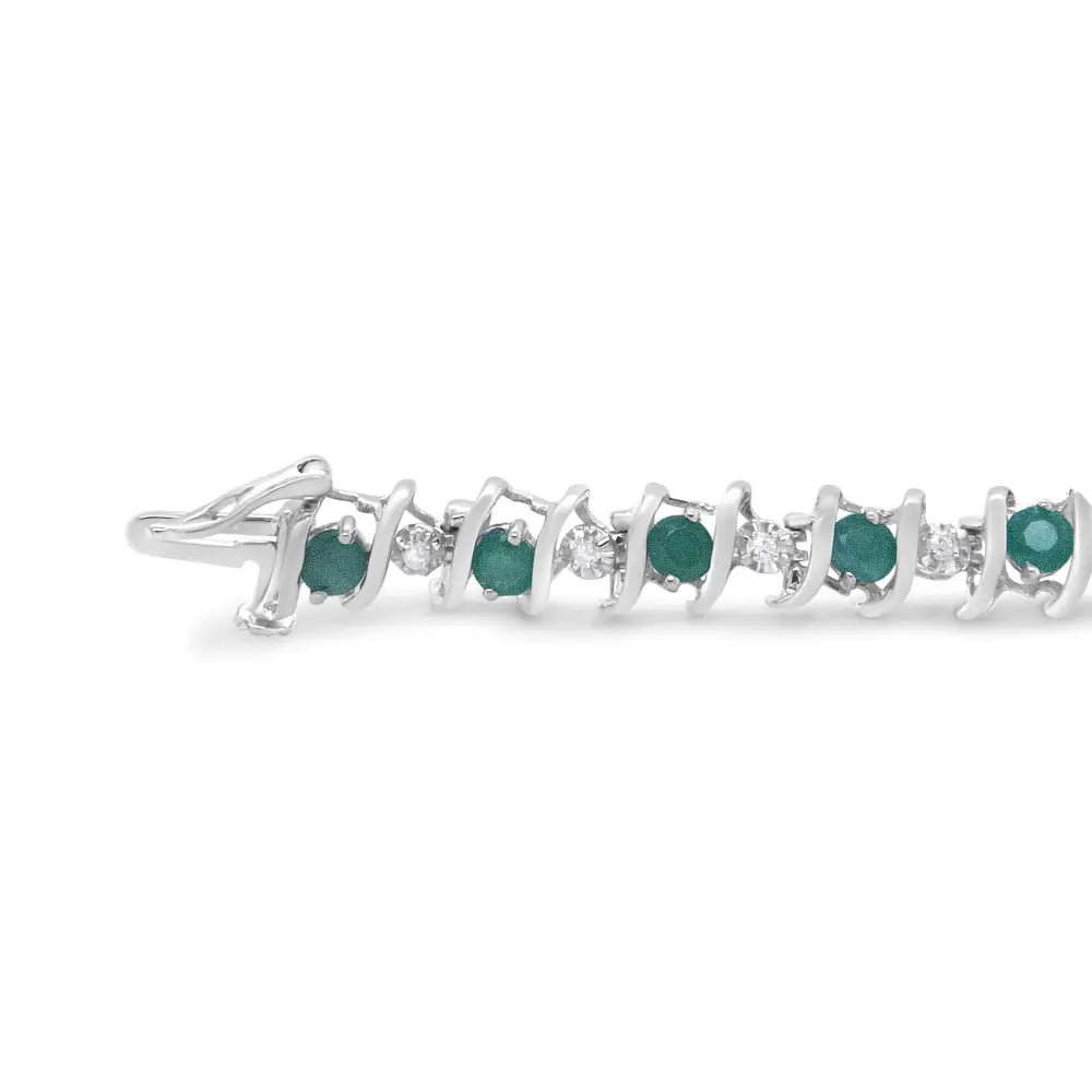 Elegant Sterling Silver Lab-grown Birthstone Diamond Tennis Bracelet