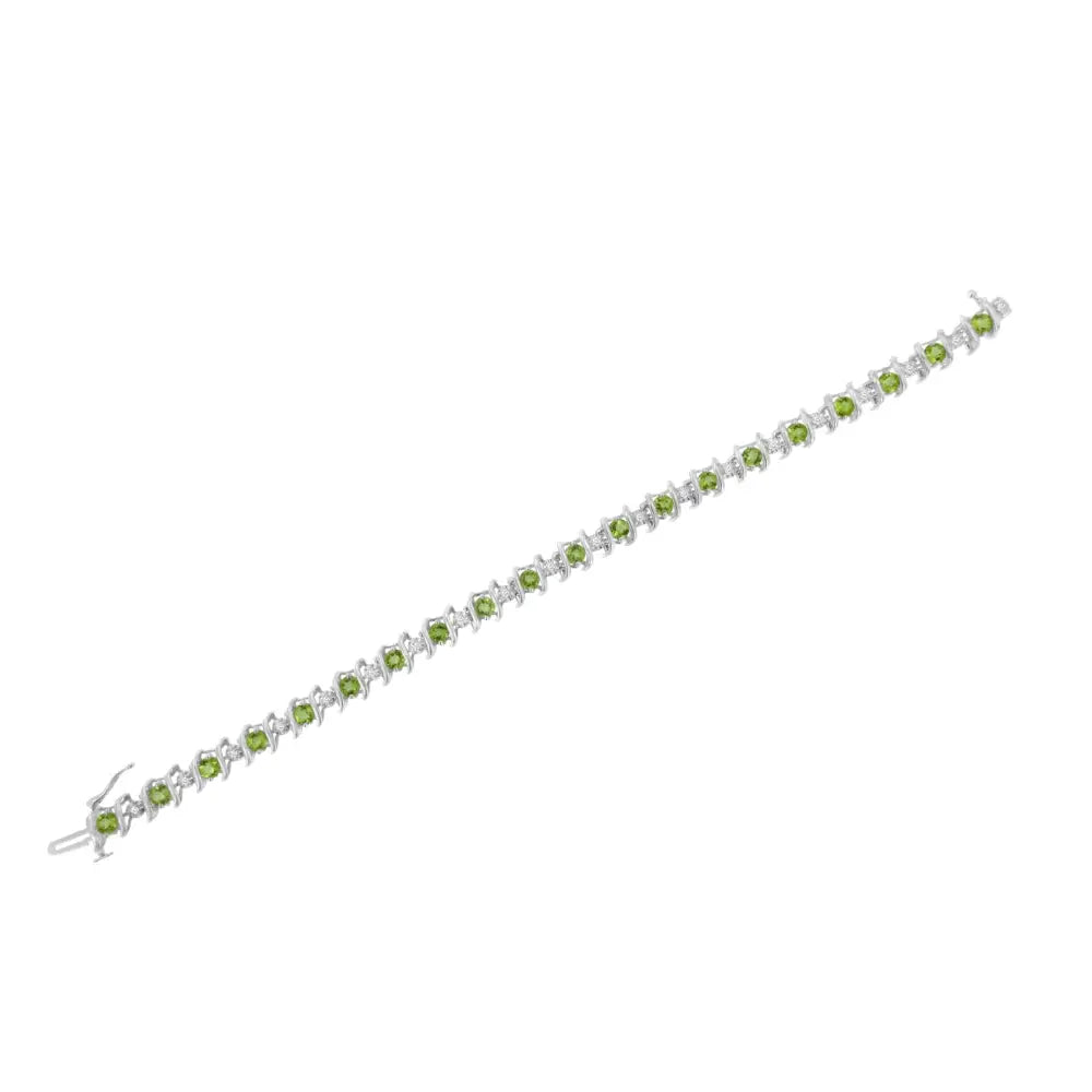 Elegant Sterling Silver Lab-grown Birthstone Diamond Tennis Bracelet