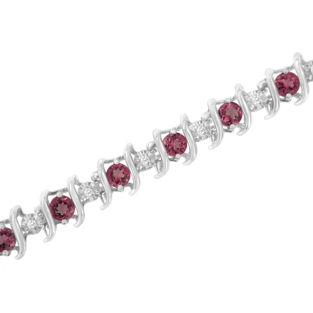 Elegant Sterling Silver Lab-grown Birthstone Diamond Tennis Bracelet