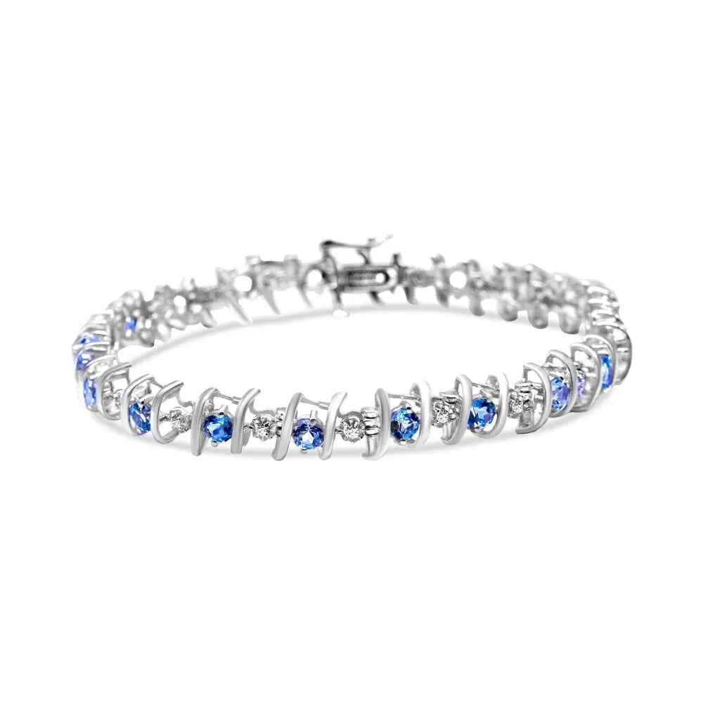 Elegant Sterling Silver Lab-grown Birthstone Diamond Tennis Bracelet