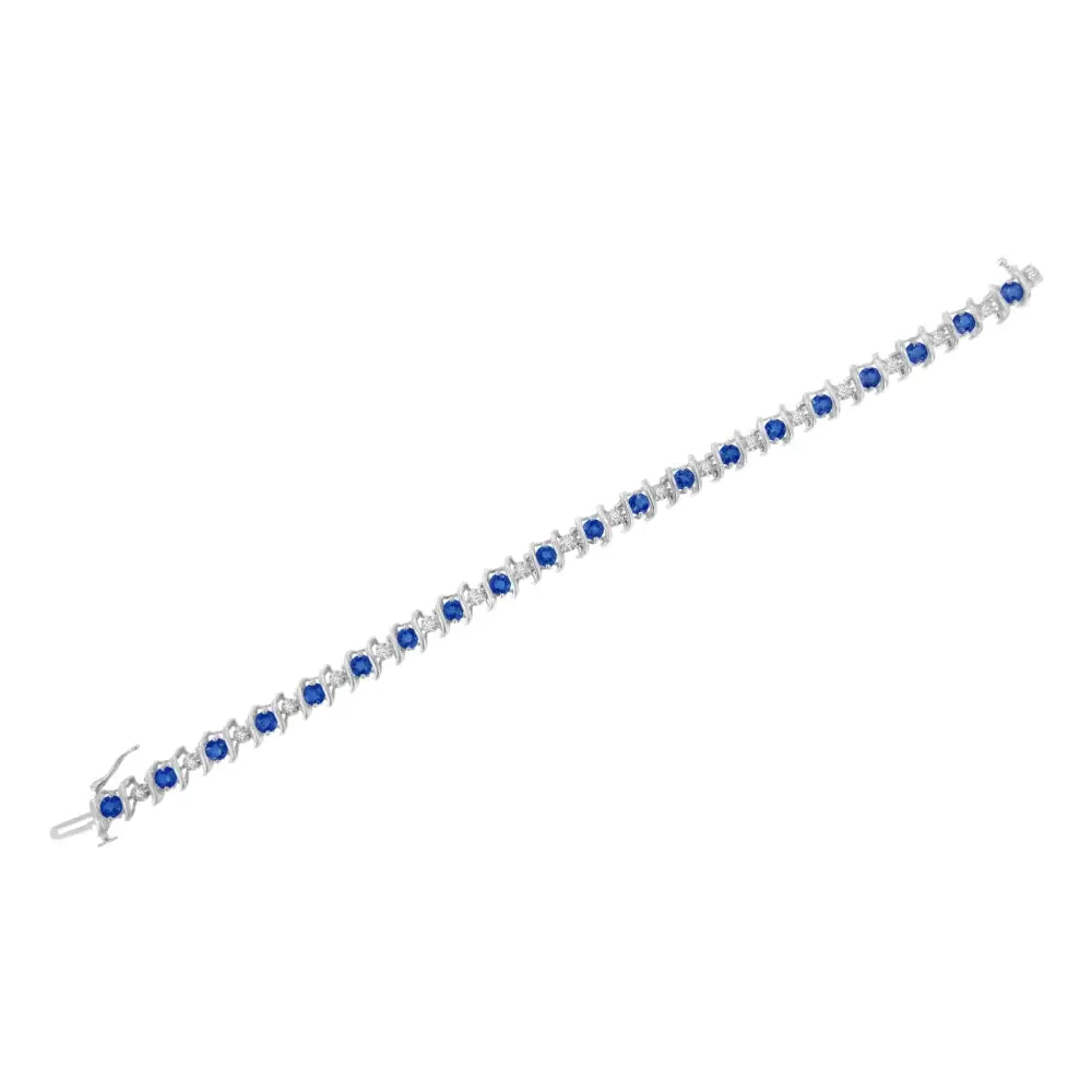 Elegant Sterling Silver Lab-grown Birthstone Diamond Tennis Bracelet