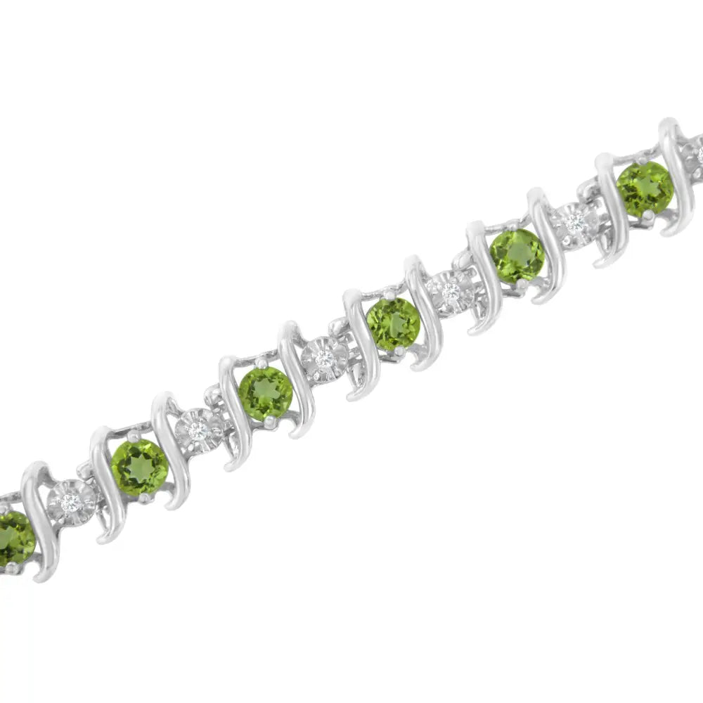 Elegant Sterling Silver Lab-grown Birthstone Diamond Tennis Bracelet