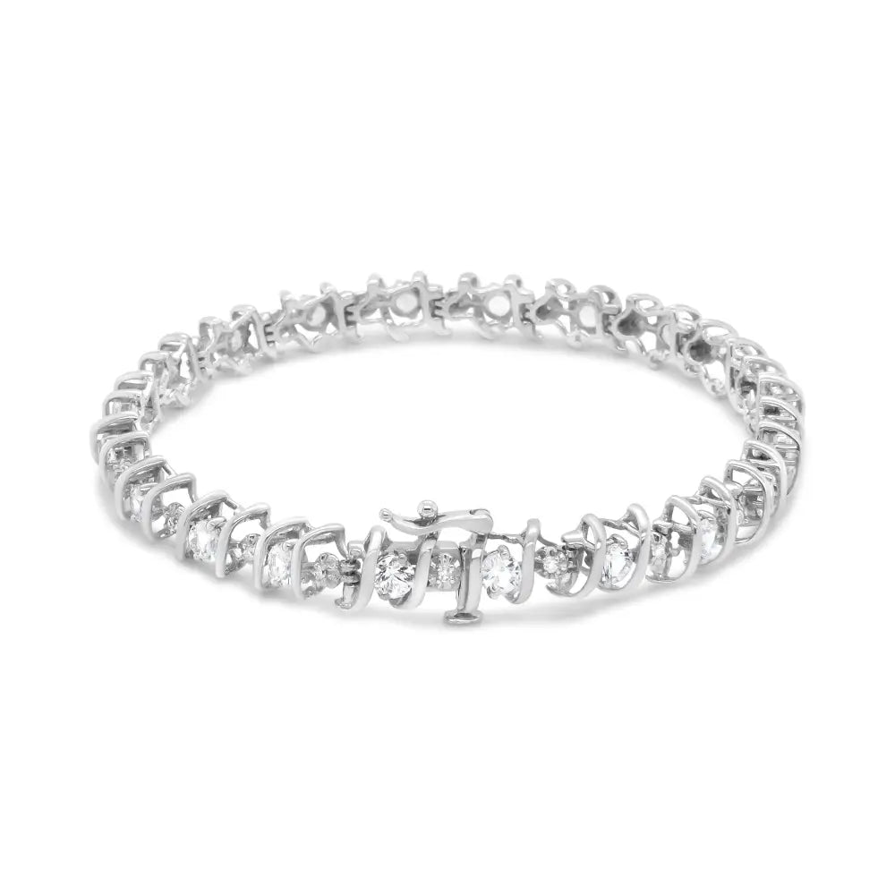 Elegant Sterling Silver Lab-grown Birthstone Diamond Tennis Bracelet