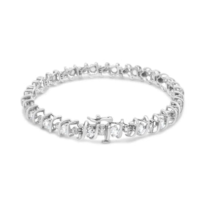 Elegant Sterling Silver Lab-grown Birthstone Diamond Tennis Bracelet