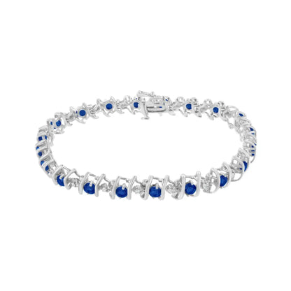 Elegant Sterling Silver Lab-grown Birthstone Diamond Tennis Bracelet