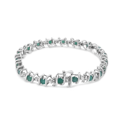 Elegant Sterling Silver Lab-grown Birthstone Diamond Tennis Bracelet