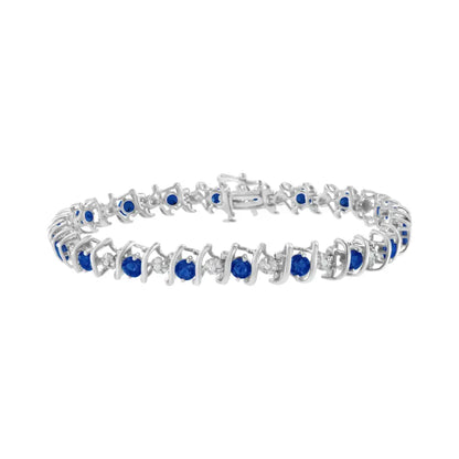 Elegant Sterling Silver Lab-grown Birthstone Diamond Tennis Bracelet