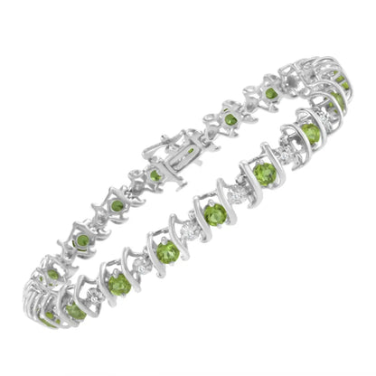 Elegant Sterling Silver Lab-grown Birthstone Diamond Tennis Bracelet