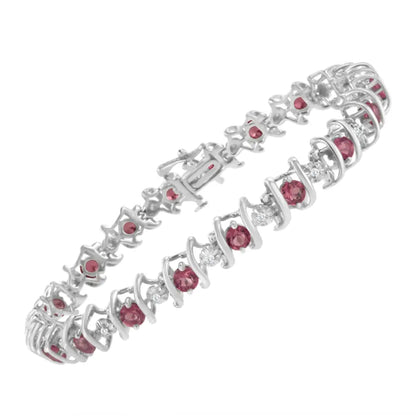 Elegant Sterling Silver Lab-grown Birthstone Diamond Tennis Bracelet