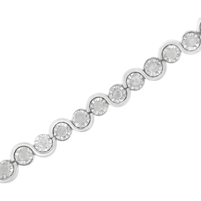 Elegant Sterling Silver Link Bracelet with Cttw Miracle-set Diamonds