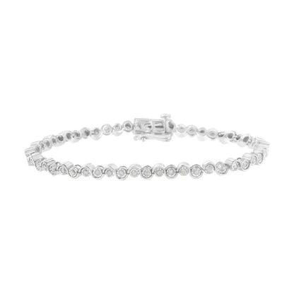 Elegant Sterling Silver Link Bracelet with Cttw Miracle-set Diamonds