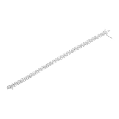 Elegant Sterling Silver Link Tennis Bracelet with Diamond Accents