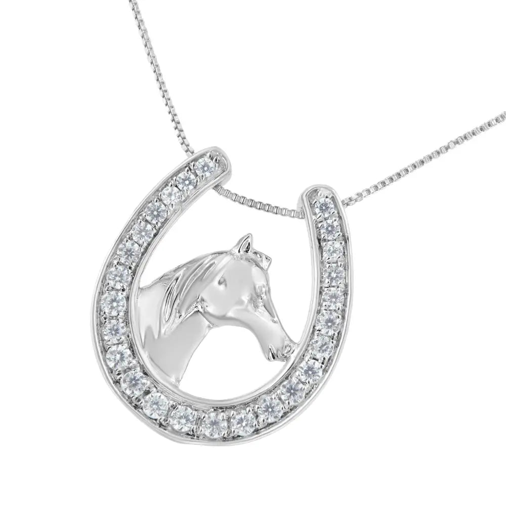 Elegant Sterling Silver Pendant Necklace with Diamond u Shape Design