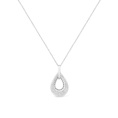 Elegant Sterling Silver Prong-set Diamond Accent Fashion Double Drop Pendant