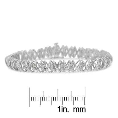 Elegant.925 Sterling Silver Rose-cut Diamond X-link Bracelet