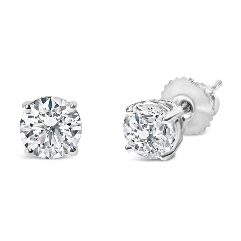 Elegant Sterling Silver Round Brilliant Cut Lab Diamond Stud Earrings