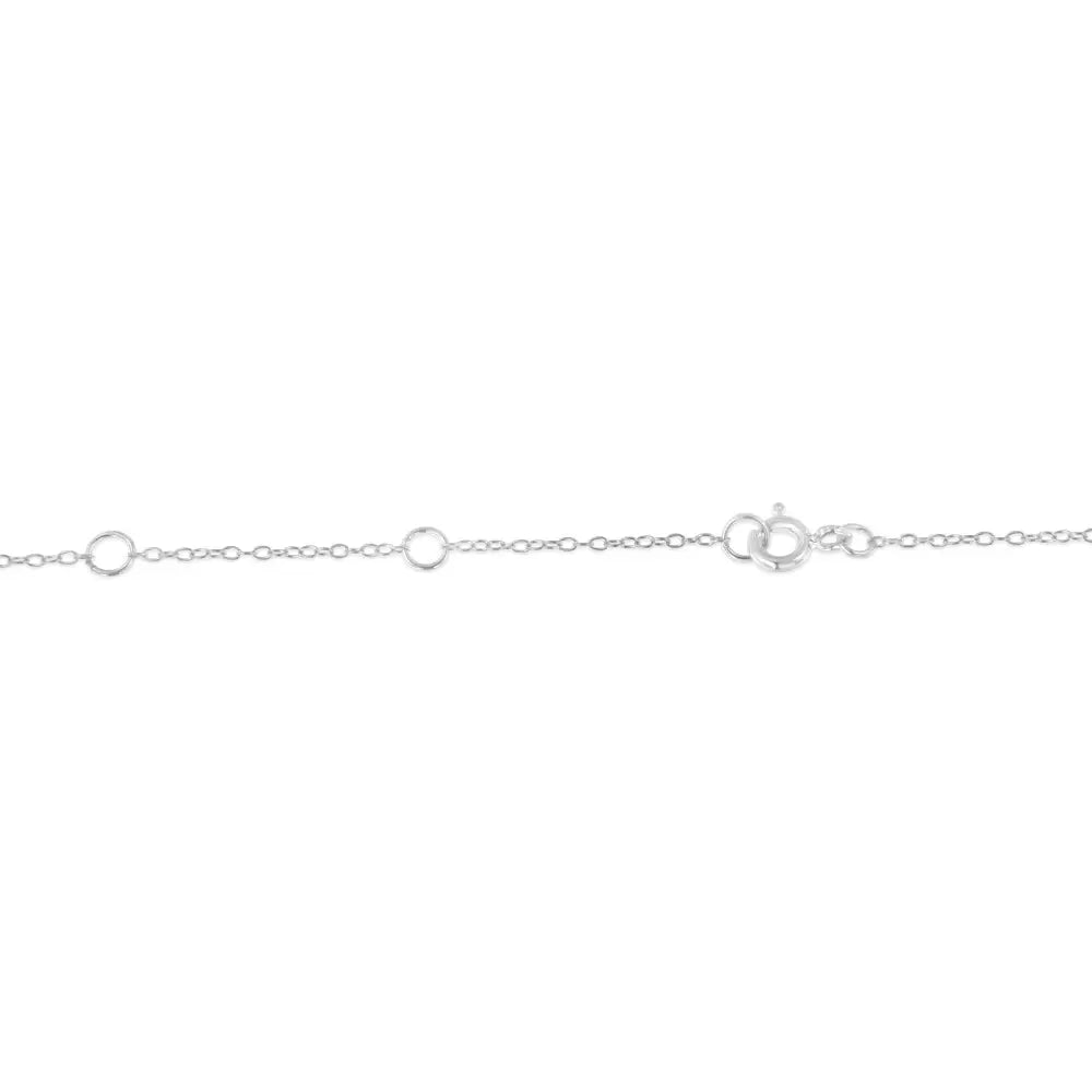 Elegant Sterling Silver Treated Blue Diamond Station Necklace