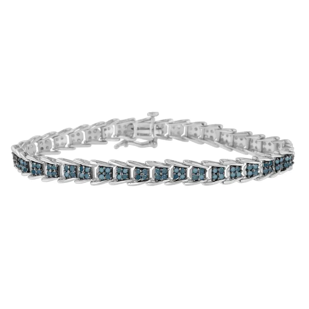 Elegant Treated Blue Diamond Fan-shaped Nested Link Tennis Bracelet