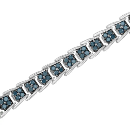 Elegant Treated Blue Diamond Fan-shaped Nested Link Tennis Bracelet