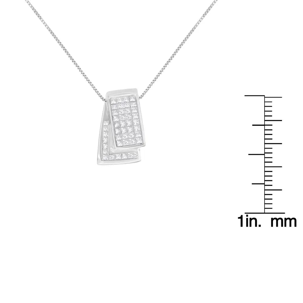 Elegant Two Tone Foldover Box Pendant with Princess Cut Diamond