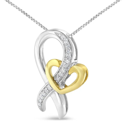 Elegant Two-tone Love Pendant Necklace with Round Cut Diamonds