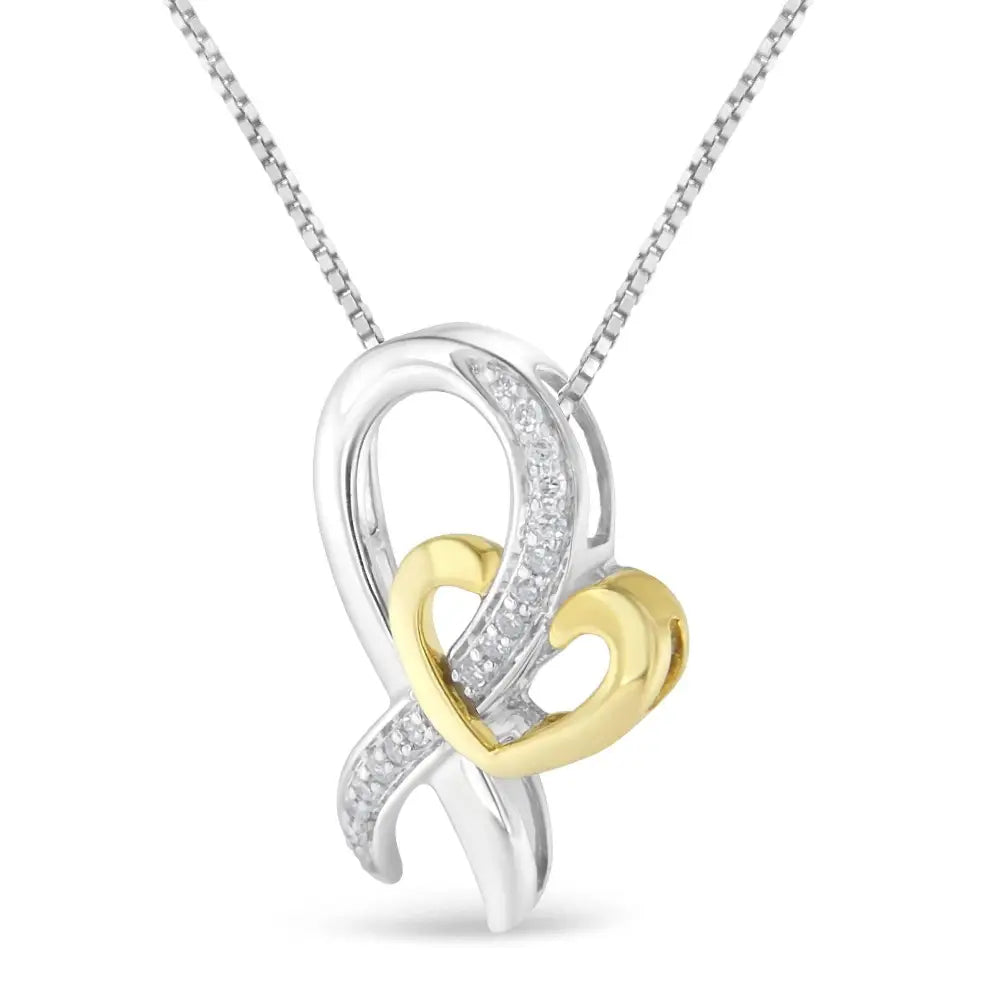 Elegant Two-tone Love Pendant Necklace with Round Cut Diamonds