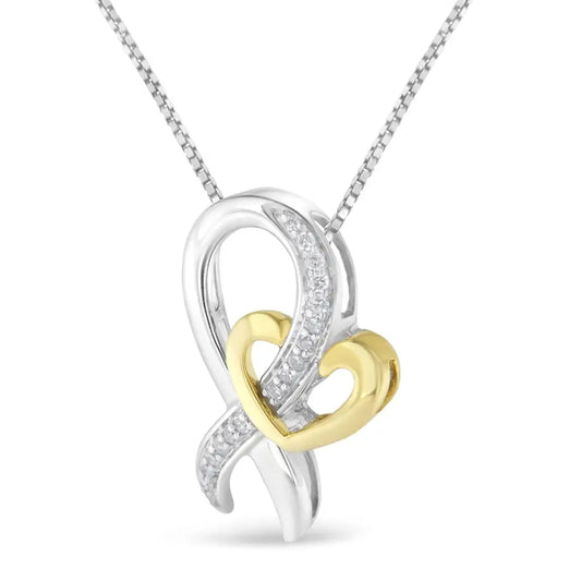 Elegant Two-tone Love Pendant Necklace with Round Cut Diamonds