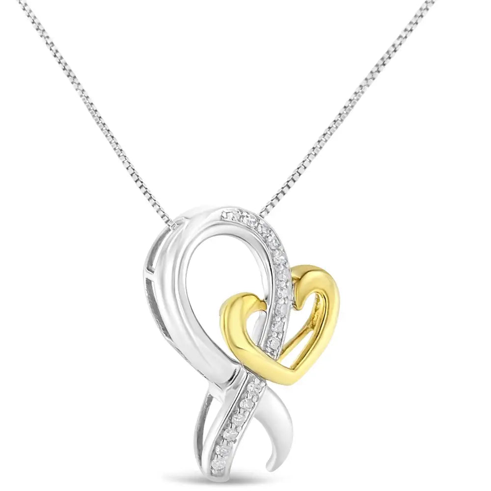 Elegant Two-tone Love Pendant Necklace with Round Cut Diamonds