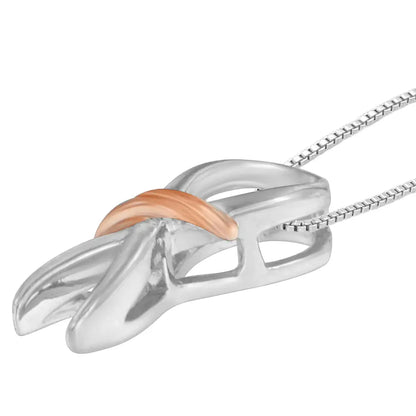 Elegant Two-toned Silver Bow Pendant Necklace for Timeless Style