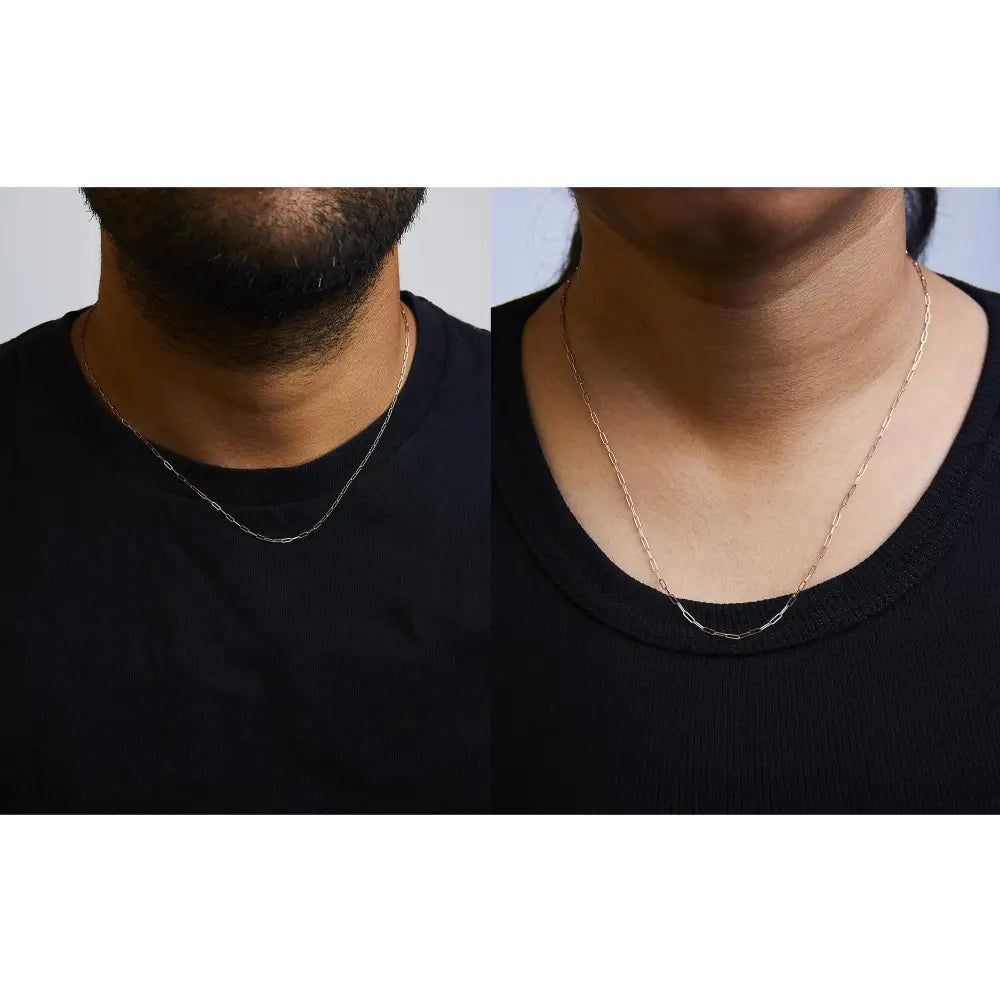 Elegant Unisex Solid 14k Gold Paperclip Chain Necklace in Various Lengths