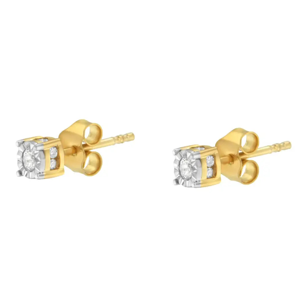 Elegant Yellow Plated Sterling Silver Diamond Stud Earrings for Every Occasion