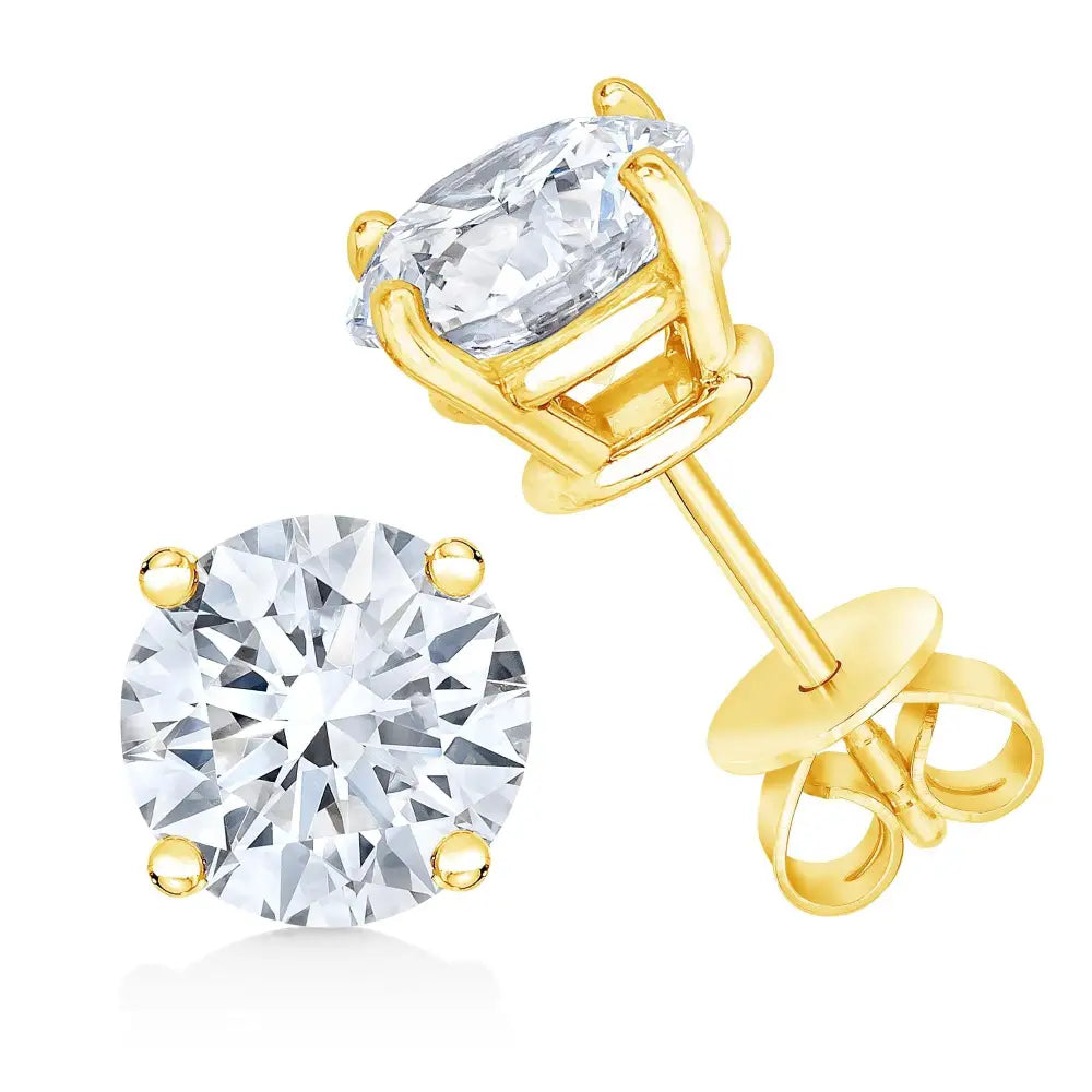 Elevate Elegance with 14k Gold Lab Grown Diamond Solitaire Stud Earrings