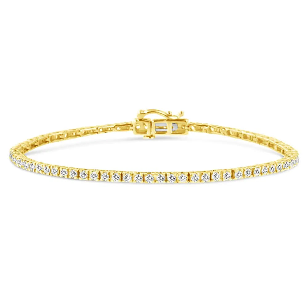 Elevate Elegance with the 14k Yellow Gold Cttw Diamond Tennis Bracelet