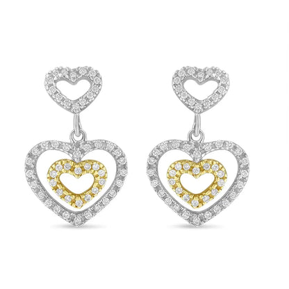 Elevate your Elegance with 14k Two Toned Round Cut Diamond Earrings