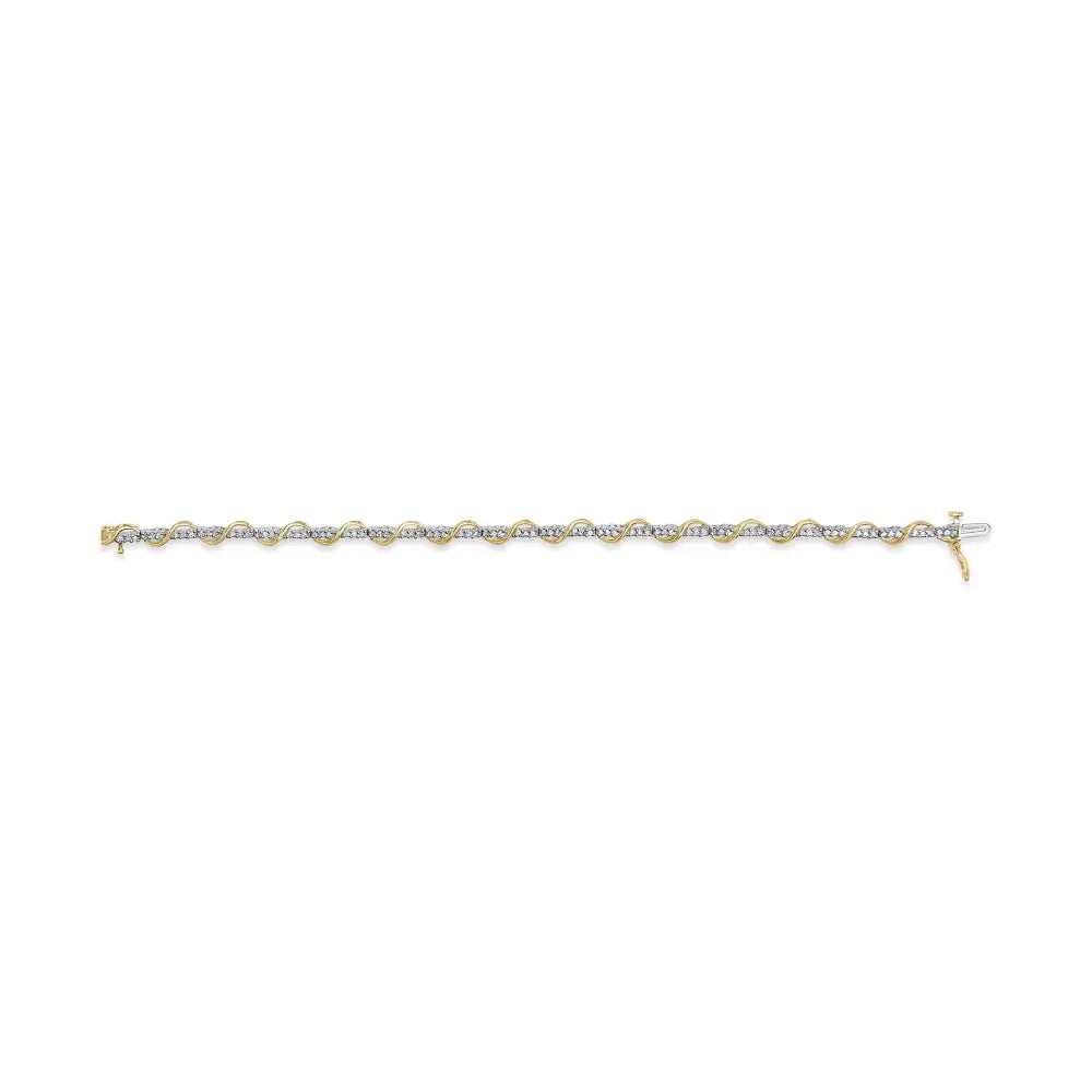 Elevate your Style with 10k Two-tone Gold Cttw Diamond Spiral Bracelet