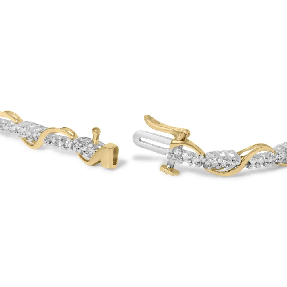 Elevate your Style with 10k Two-tone Gold Cttw Diamond Spiral Bracelet