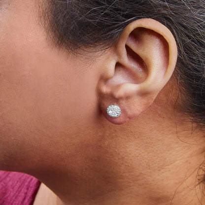 Elevate your Style with Lab-grown Diamond Halo Stud Earrings - 1.02