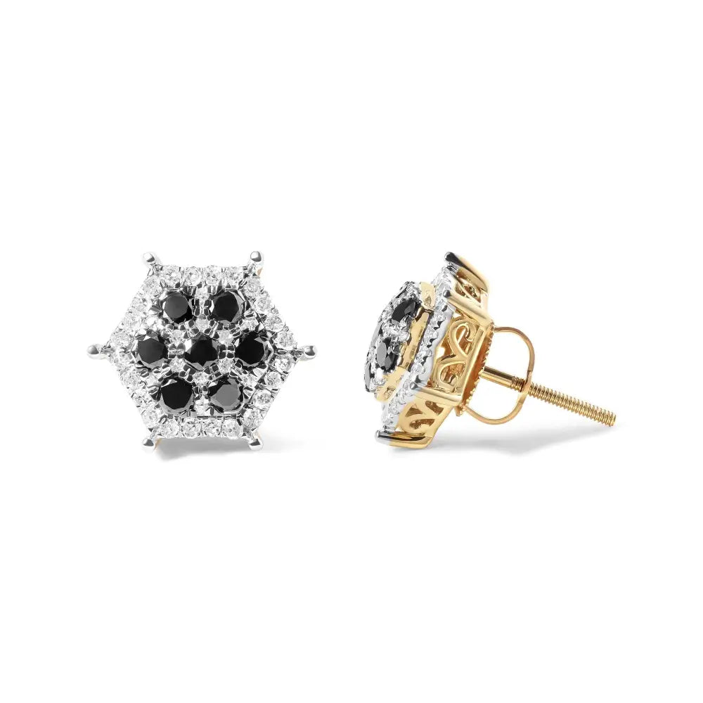 Elevate your Style with Men’s 10k Yellow Gold Treated Diamond Earrings