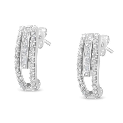 Elevate your Style with Sterling-silver Diamond J-stud Earrings