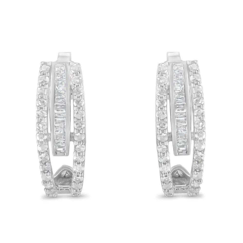 Elevate your Style with Sterling-silver Diamond J-stud Earrings