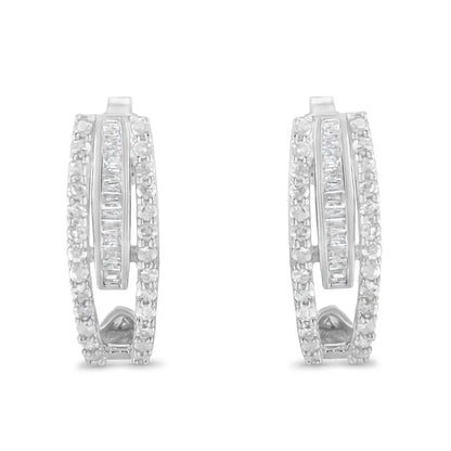 Elevate your Style with Sterling-silver Diamond J-stud Earrings