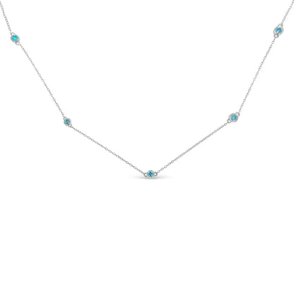 Sterling Silver Blue Diamond Yard Necklace for Women I2-i3 Clarity 1/2 Cttw