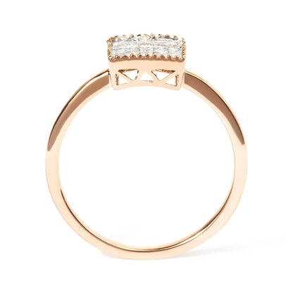 Enchanting 10k Rose Gold Invisible Set Princess Cut Diamond Ring