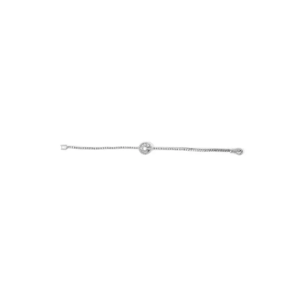 Enchanting 14k White Gold Classic Tennis Bracelet with Medallion Station