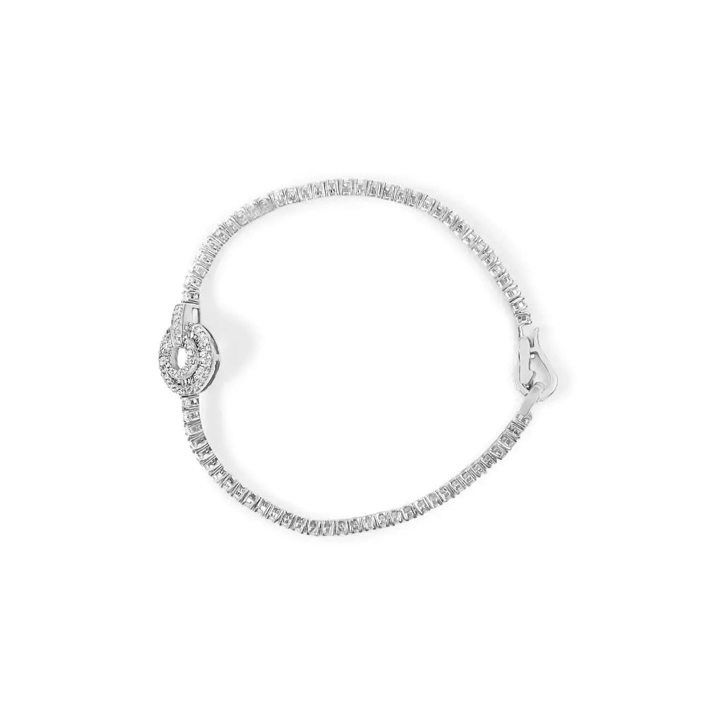 Enchanting 14k White Gold Classic Tennis Bracelet with Medallion Station