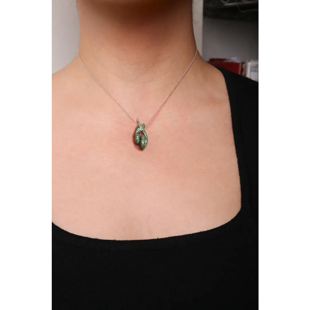 Enchanting 18k Rose Gold Green Tsavorite Gemstone Cluster Spiral Necklace